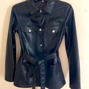 H&M faux leather jacket shirt blouse size S